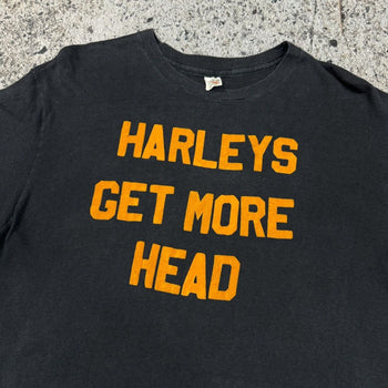 1970s HARLEY'S GET MORE HEAD FLOCK PRINT TEE