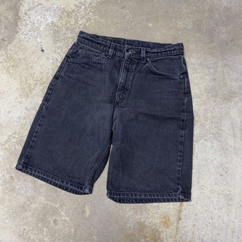 1990s LEVI’S 550 ORANGE TAB BLACK DENIM JEAN SHORTS JORTS