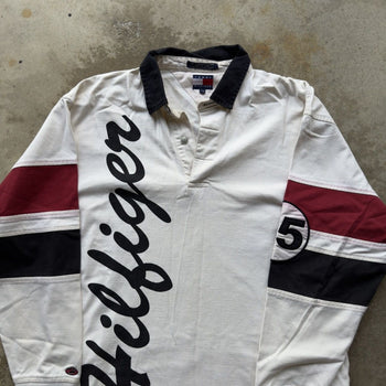 1990S/2000S Y2K TOMMY HILFIGER STRIPED LOGO RUGBY SHIRT