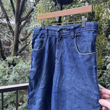 1980s Dark Wash Baggy Denim Work Shorts