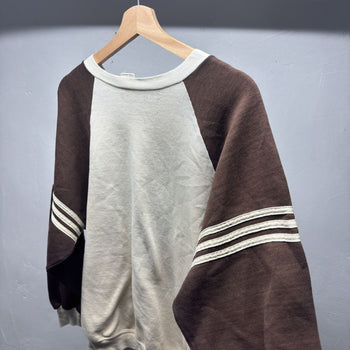 1970s 1980s Russell Athletic Thrashed Striped Raglan Sweatshirt