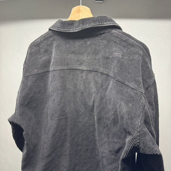 1990s Faded Black Corduroy Zip Up Shirt Jacket
