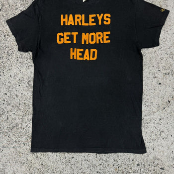 1970s HARLEY'S GET MORE HEAD FLOCK PRINT TEE