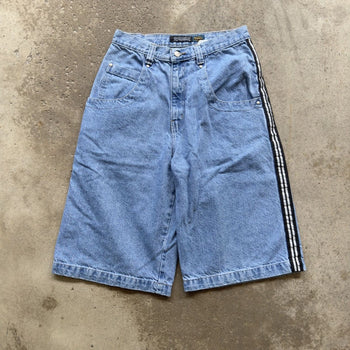 2000S Y2K IOU BAGGY TRACK DENIM SKATER JEAN SHORTS JORTS