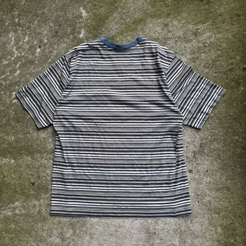 1990s Y2K NO FEAR STRIPED SKATER POCKET TEE SHIRT