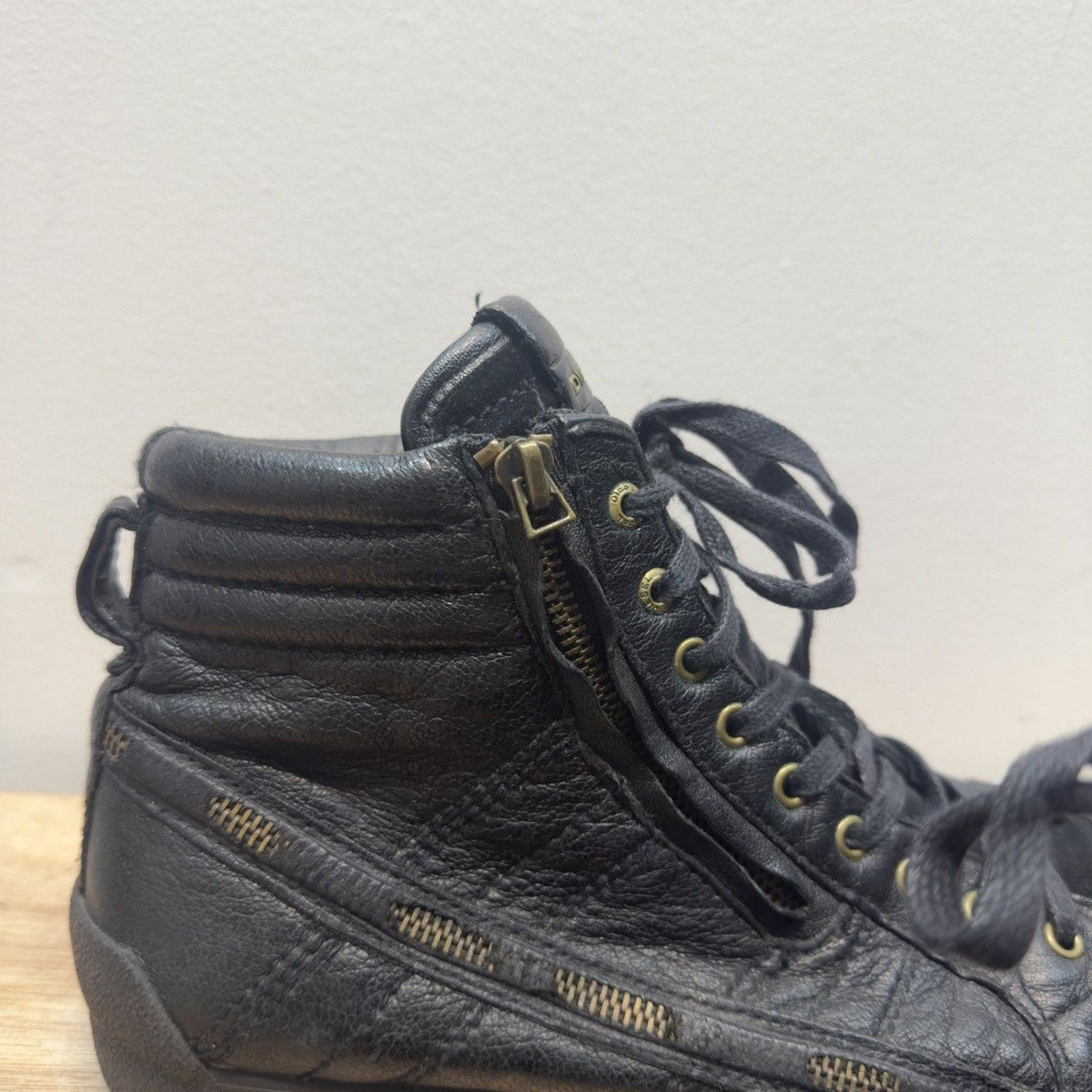 Diesel D String Leather Hi Top Sneakers
