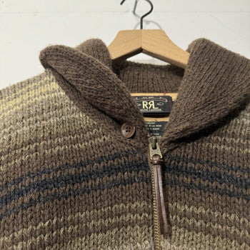 1990s RRL RALPH LAUREN HAND KNIT WOOL COWICHAN FULL ZIP SWEATER