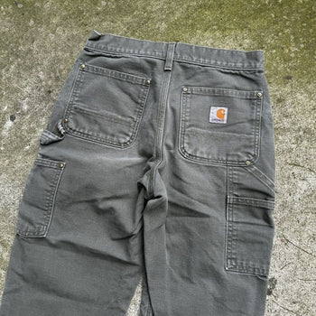 2000s CARHARTT THRASHED FADED GREEN DOUBLE KNEE PANTS