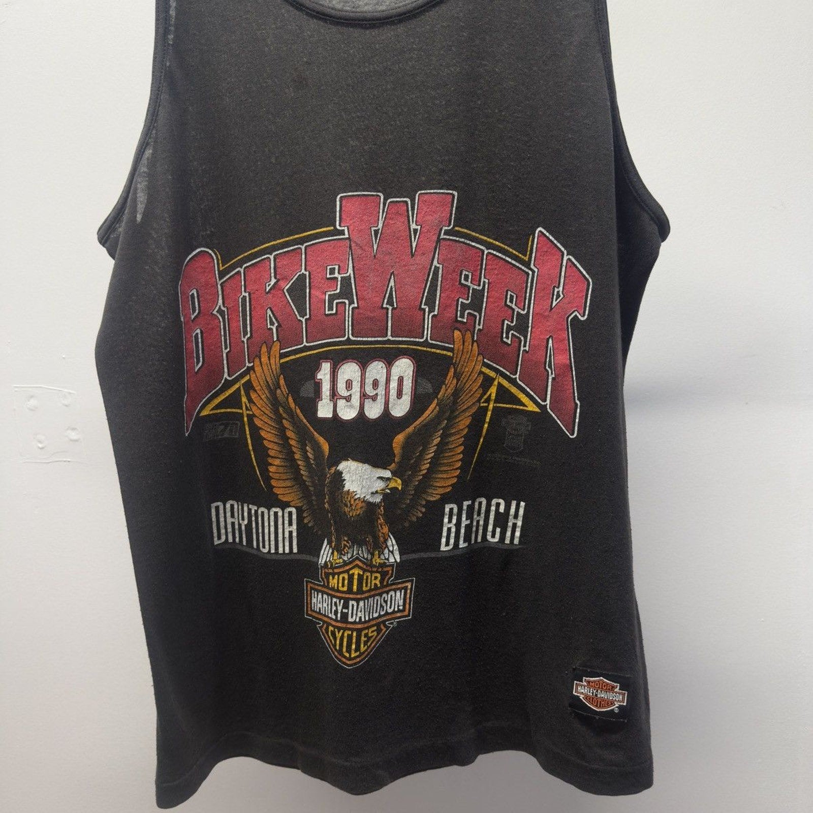 Vintage 1990 Harley Davidson Daytona Beach Bike Week Faded Tank Top