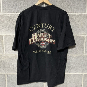 2000S HARLEY DAVIDSON FLAME EAGLE LOGO TEE