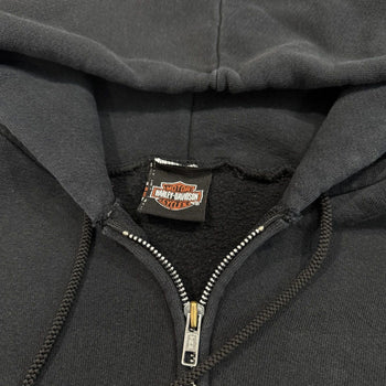 2000s Harley Davidson Faded Metal Tribal Flame Zip Up Hoodie