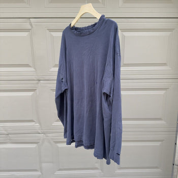 2000s Thrashed Faded Distressed Blue Longsleeve Tee