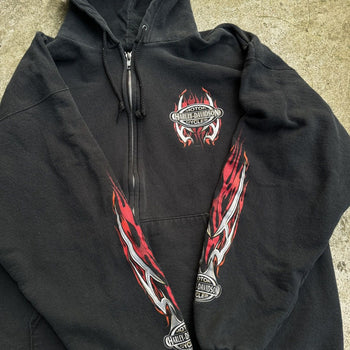 2000S HARLEY DAVIDSON METAL FLAME LOGO ZIP UP HOODIE OZARK