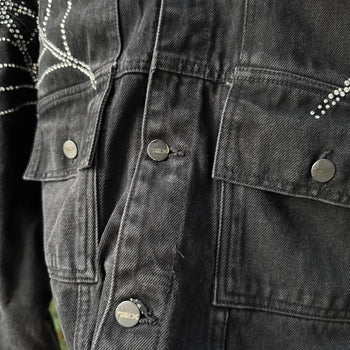Sp5der Worldwide Rhinestone Denim Jacket