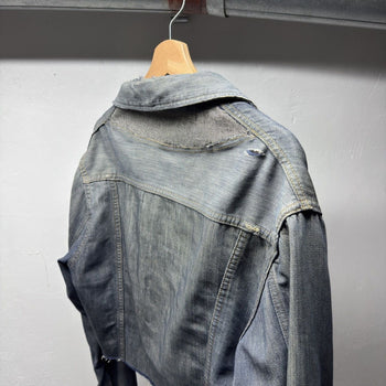 1960s 1970s Sears Thrashed Distressed Selvedge Denim Trucker Jacket