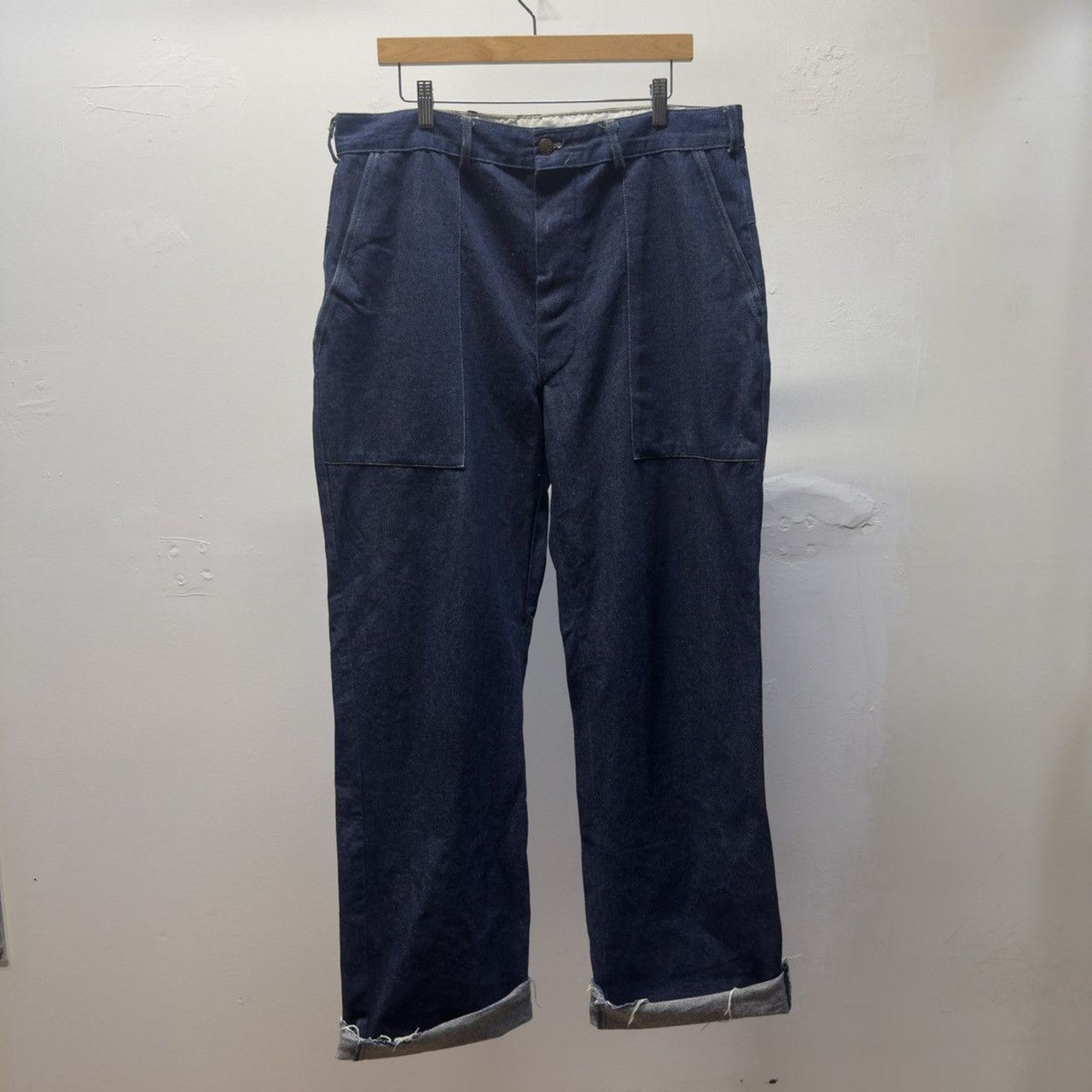 Vintage 1980s Made in USA Dark Wash Raw Denim Work Jeans