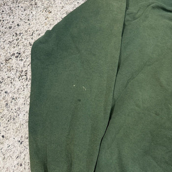 1990s OVERSIZED SUN FADED THRASHED GREEN MADE IN USA ZIP UP HOODIE