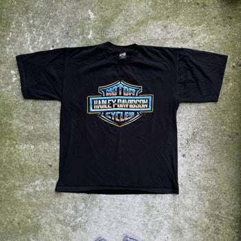 1990s HARLEY DAVIDSON CHROME BIG LOGO TEE OVERSIZED