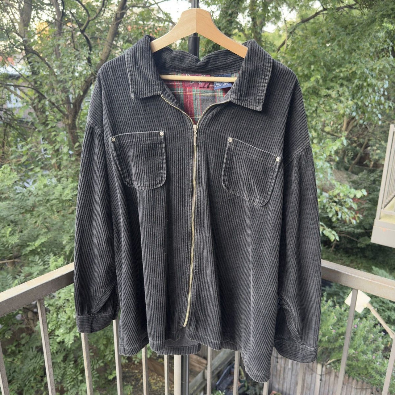 1990s Faded Zip Up Corduroy Shirt