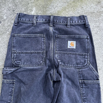 CARHARTT WIP FADED BLACK DENIM CARPENTER PANTS