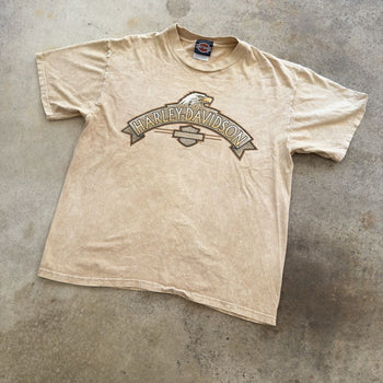 1990s HARLEY DAVIDSON EAGLE FADED TAN TEE