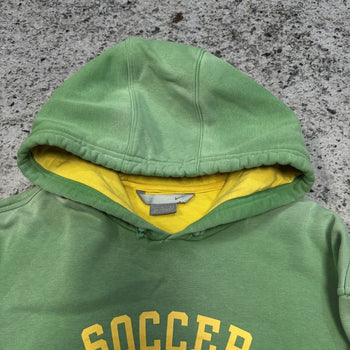 Sudadera con capucha Nike Soccer verde descolorido de gran tamaño de la década de 2000