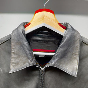 2000s Faded Black Leather Blouson Jacket