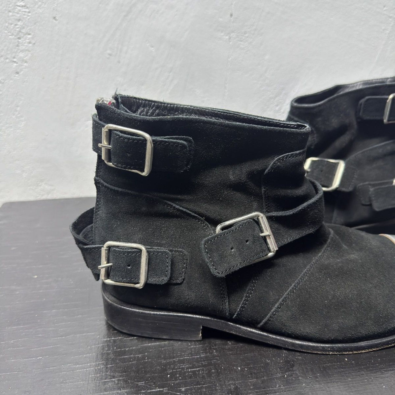 FW15 Balmain x H&M Silver Toe Buckle Boots