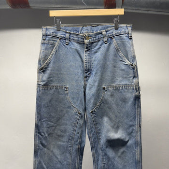 2000s Carhartt Thrashed Faded Denim Double Knee Pants