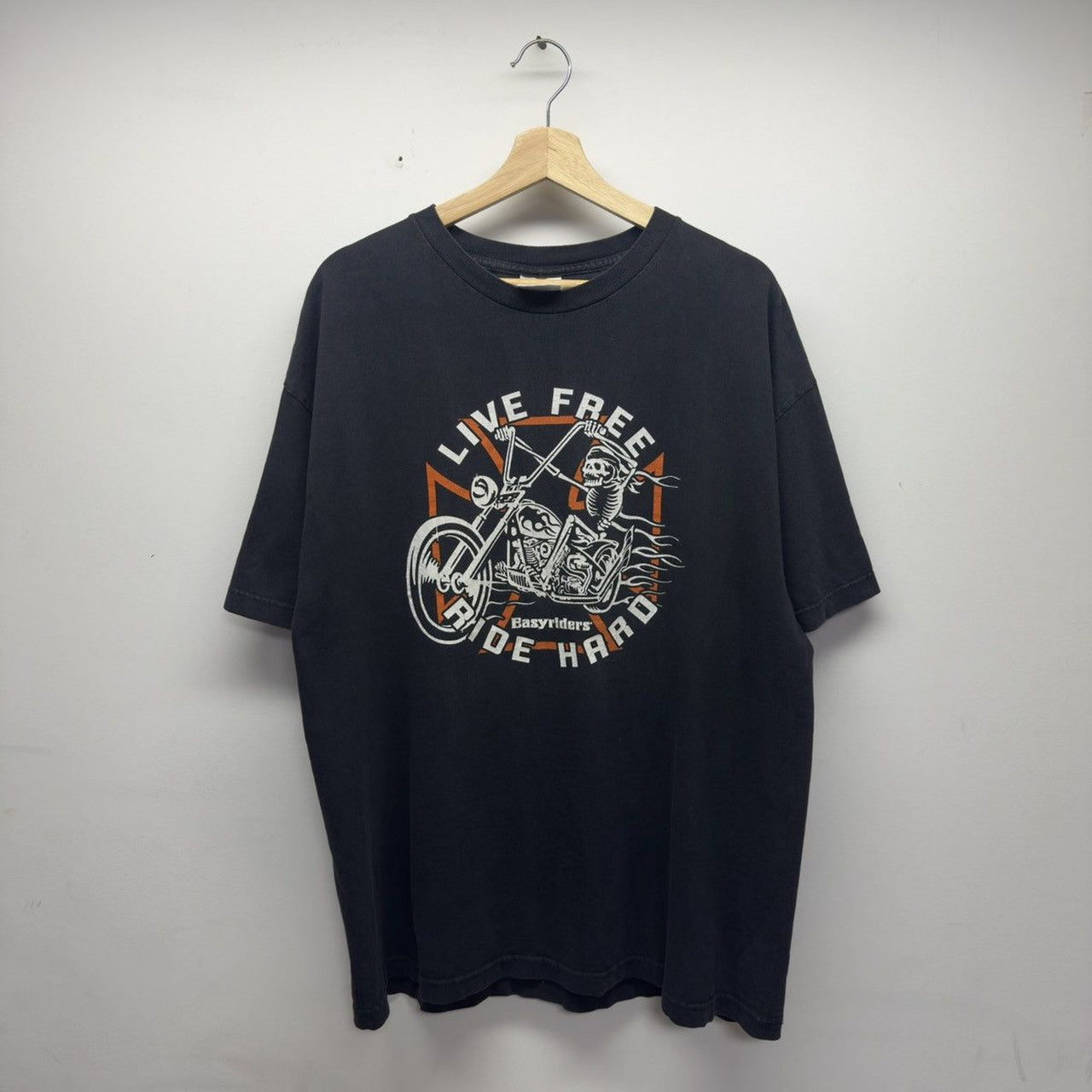 Vintage 2000s Easyriders Faded Skeleton Biker Tee