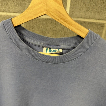 1990s Faded Thrashed Distressed Periwinkle Blank Tee