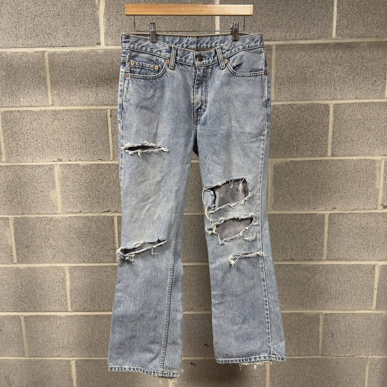 1990s Levi’s Thrashed Faded Distressed Flare Jeans