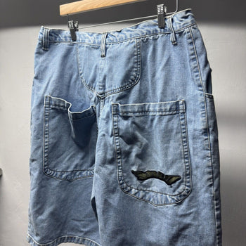 1990s Jnco Embroidered Faded Denim Shorts Jorts Skater