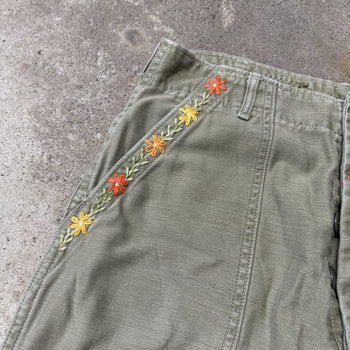 1980s OG 107 REWORKED STITCHED EMBROIDERED CANVAS PANTS