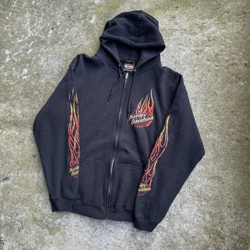 1990s HARLEY DAVIDSON MOTOR CITY FLAME ZIP UP HOODIE