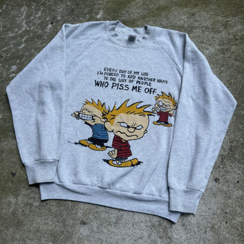 1990s CALVIN & HOBBES PISS ME OFF CREWNECK