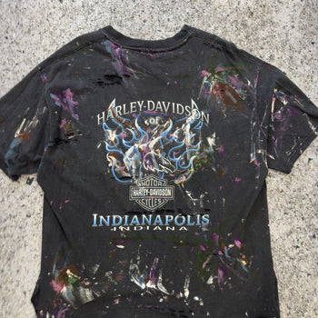 1990s Harley Davidson Thrashed Paint Splattered Tee