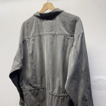 Vintage 1990s Faded Grey Cotton Twill Utility Parka Jacket