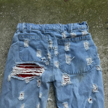 DASYORI DIRTY PUNK THRASHED DOUBLE LAYER BAGGY DENIM JEANS