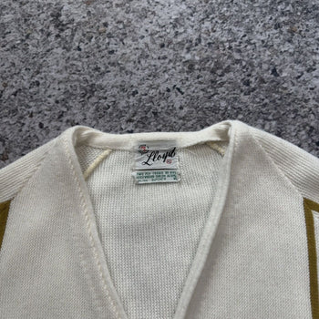 1960s Lloyd Striped Acrylic Raglan Cardigan Sweater