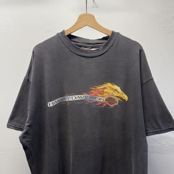 Vintage 2000s Harley Davidson Faded Distressed Flaming Eagle Tee