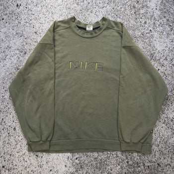 1990s Nike Thrashed Faded Green Logo Sweatshirt