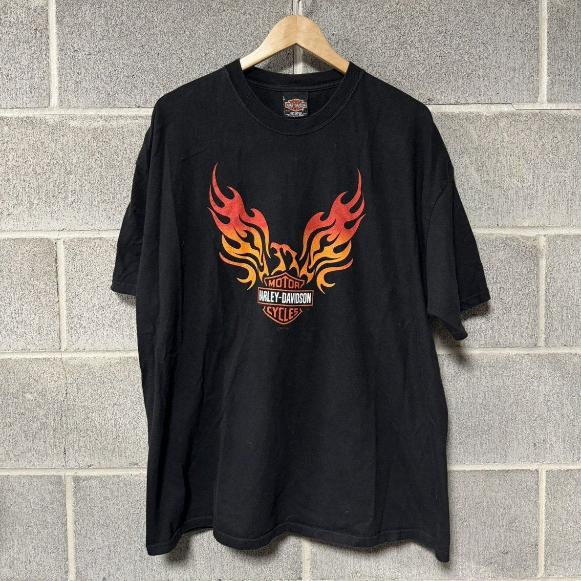 2000S HARLEY DAVIDSON FLAME EAGLE LOGO TEE