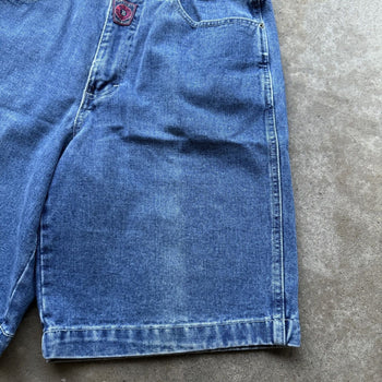 1990S BUM EQUIPMENT FADED BAGGY DENIM SKATER JEAN SHORTS JORTS