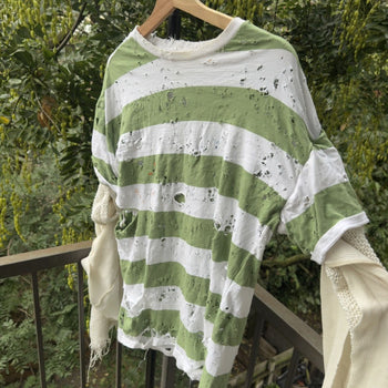 2000s Thrashed Distressed Striped Longsleeve