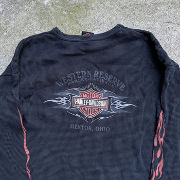 2000s HARLEY DAVIDSON FADED FLAME LOGO THERMAL LONGSLEEVE