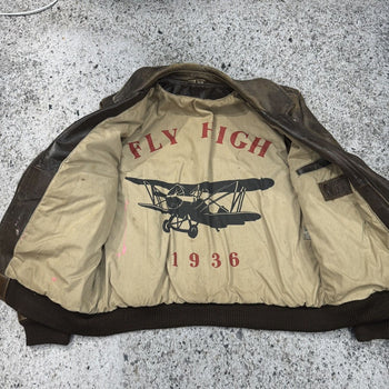 1980S/1990S BURNT THRASHED FADED OVERSIZED LEATHER JACKET