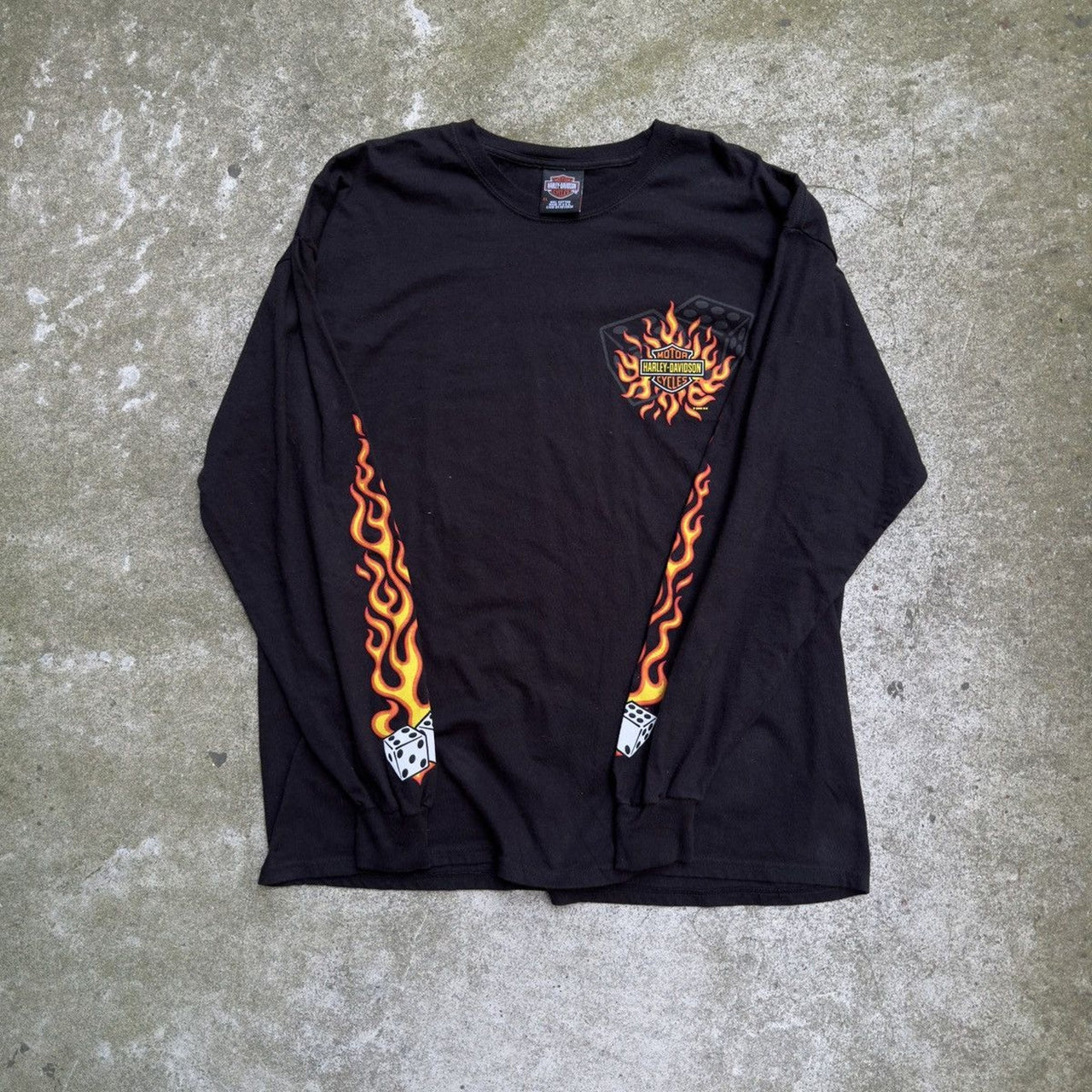 2000S HARLEY DAVIDSON DICE FLAMES LAS VEGAS LONGSLEEVE TEE