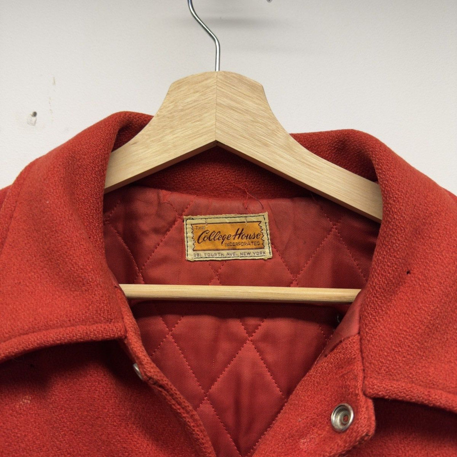 Vintage 1950s Distressed Red Wool Varsity Jacket