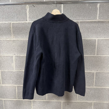 2000s Brandini Navy Blue Zip Ribbed Sweater